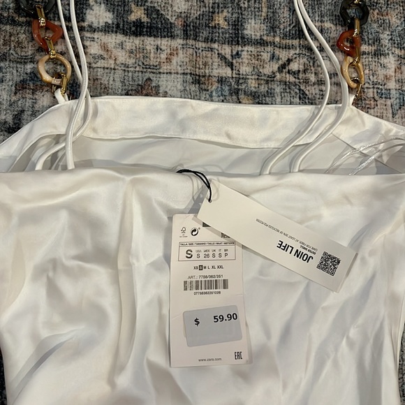 Zara Women’s Small White Silky Thigh Slit Maxi Dress NWT - Picture 4 of 5